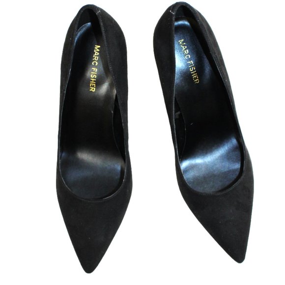 Marc Fisher MF Garick Gold Accent Stiletto Faux Suede Styling Heels, Siz… - Picture 7 of 7